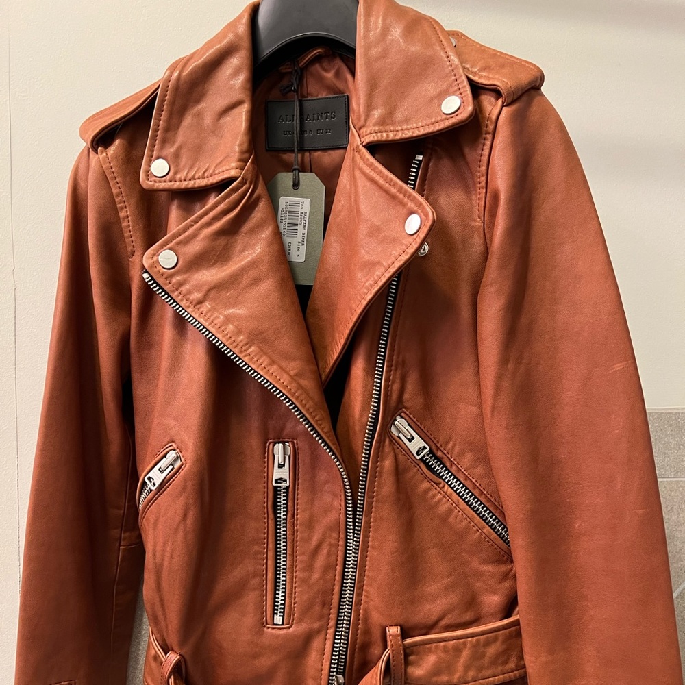 All Saints Balfern Tan Leather Jacket